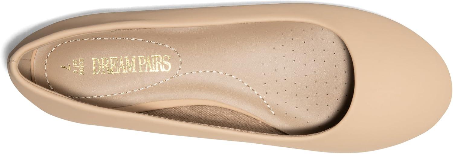 imageDREAM PAIRS Womens SoleSimple Wide Width Flats Ballerina Walking Flats Comfortable Slip on ShoesNudeNubuck