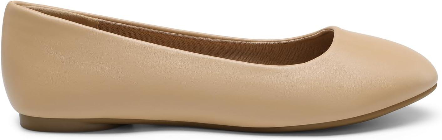 imageDREAM PAIRS Womens SoleSimple Wide Width Flats Ballerina Walking Flats Comfortable Slip on ShoesNudepu1