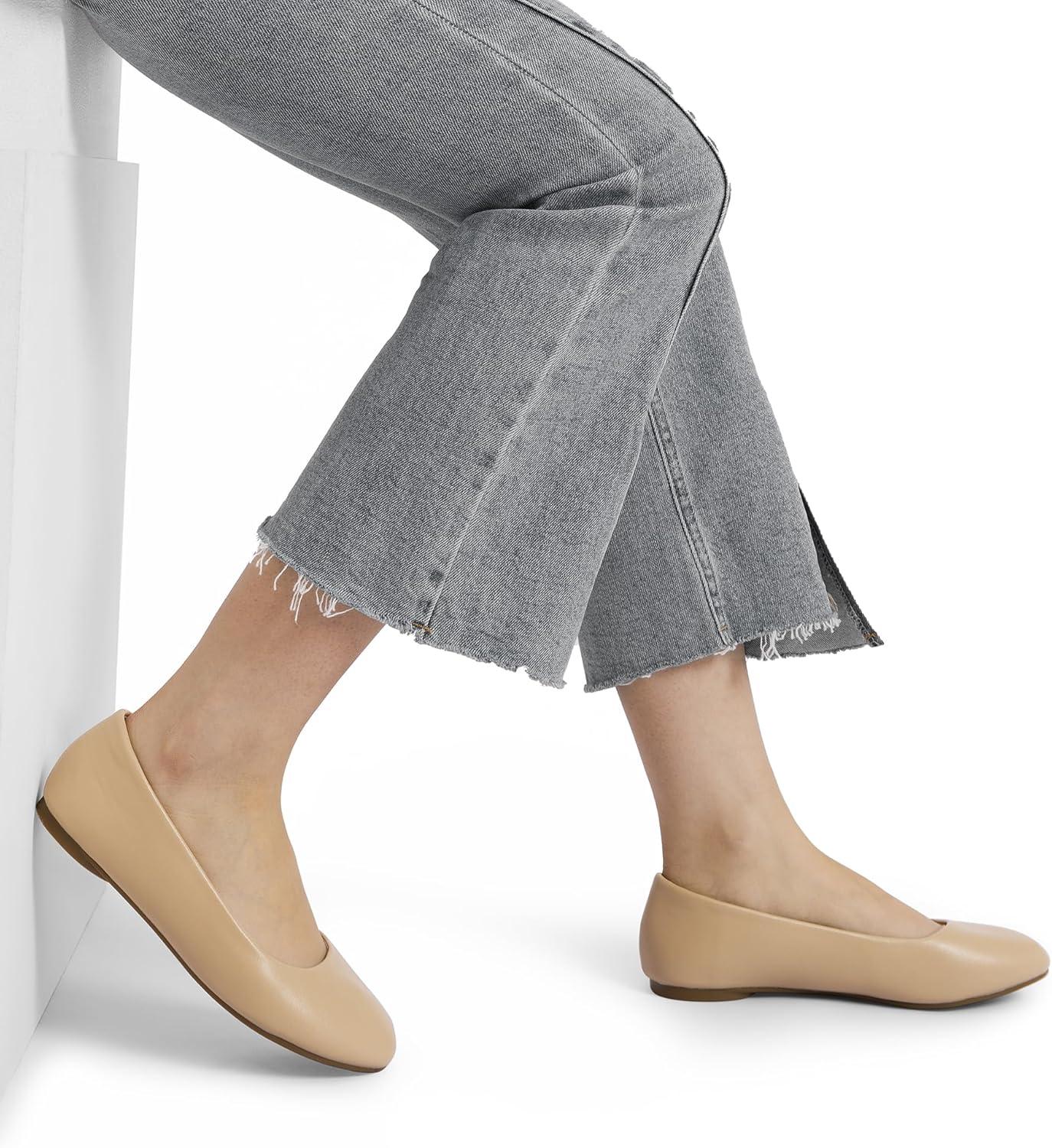 imageDREAM PAIRS Womens SoleSimple Wide Width Flats Ballerina Walking Flats Comfortable Slip on ShoesNudepu1