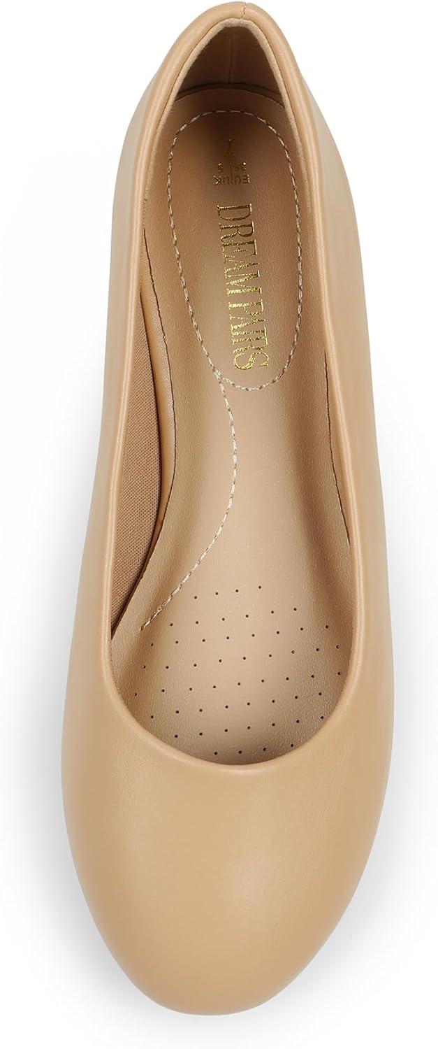 imageDREAM PAIRS Womens SoleSimple Wide Width Flats Ballerina Walking Flats Comfortable Slip on ShoesNudepu1