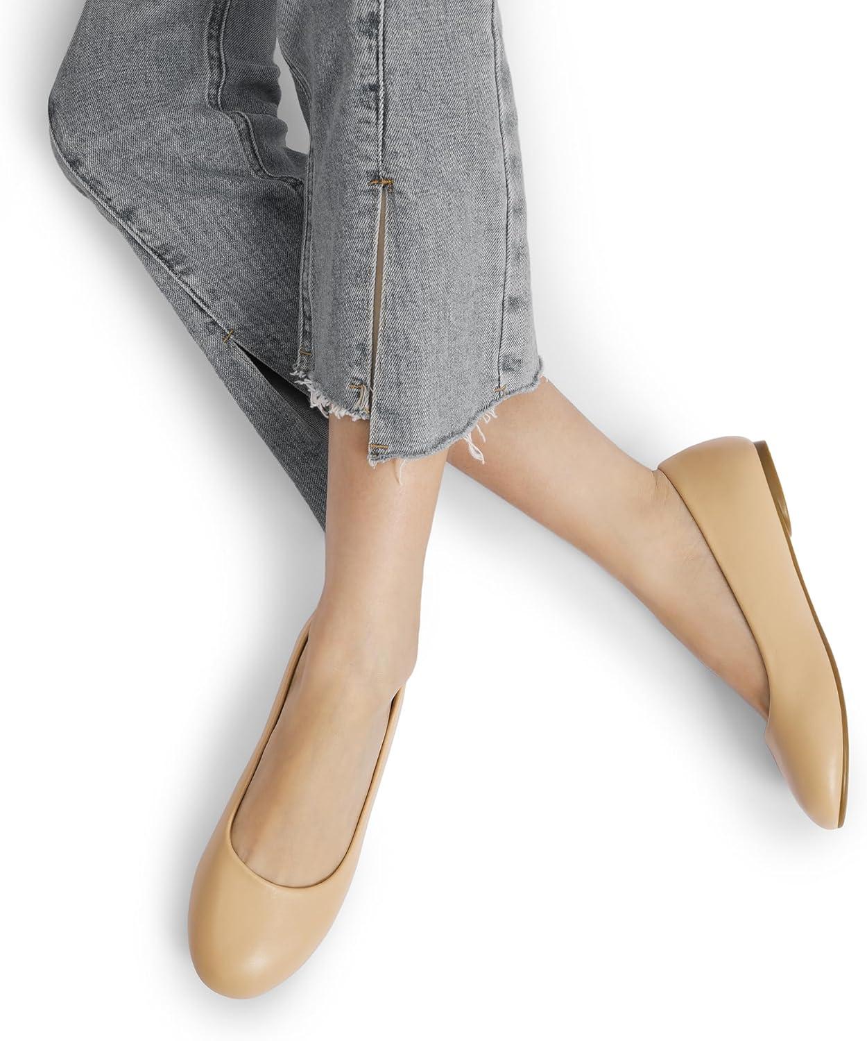 imageDREAM PAIRS Womens SoleSimple Wide Width Flats Ballerina Walking Flats Comfortable Slip on ShoesNudepu1