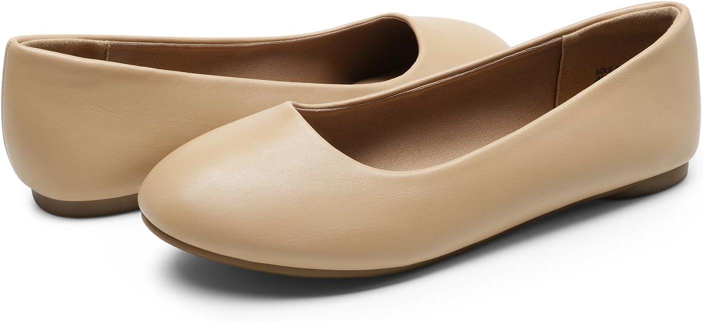 imageDREAM PAIRS Womens SoleSimple Wide Width Flats Ballerina Walking Flats Comfortable Slip on ShoesNudepu1