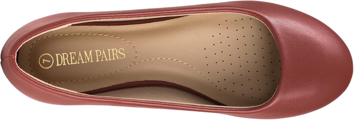 imageDREAM PAIRS Womens SoleSimple Wide Width Flats Ballerina Walking Flats Comfortable Slip on ShoesRedPu