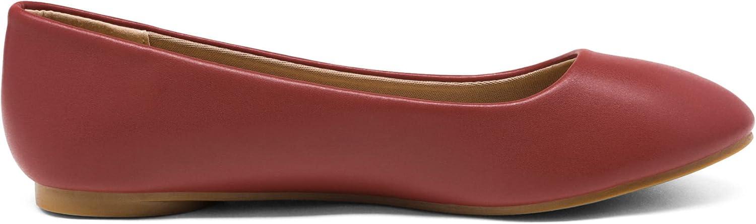 imageDREAM PAIRS Womens SoleSimple Wide Width Flats Ballerina Walking Flats Comfortable Slip on ShoesRedPu