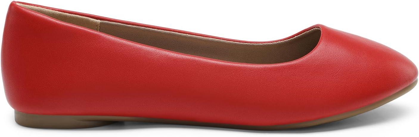 imageDREAM PAIRS Womens SoleSimple Wide Width Flats Ballerina Walking Flats Comfortable Slip on ShoesRedpu1