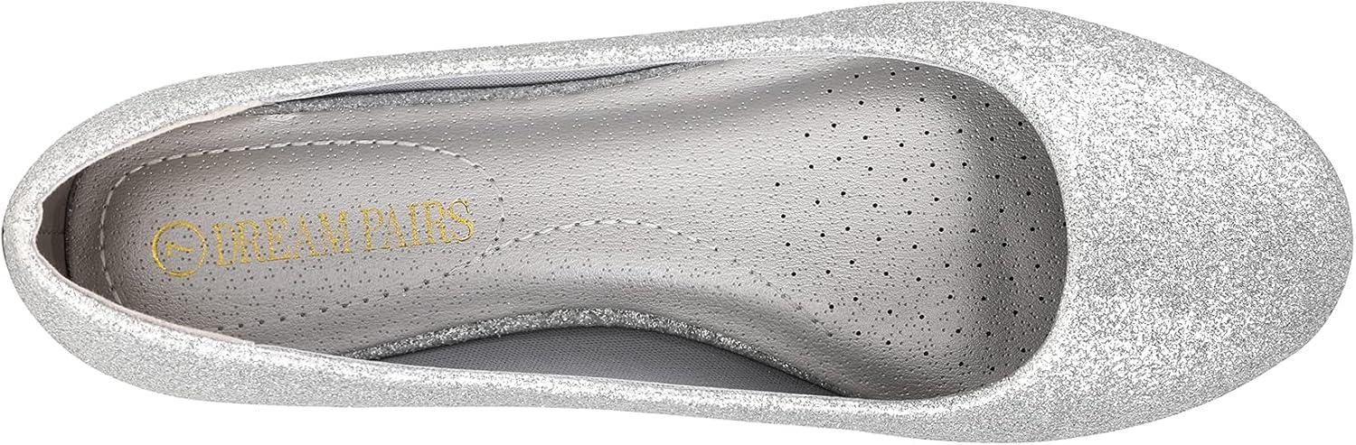 imageDREAM PAIRS Womens SoleSimple Wide Width Flats Ballerina Walking Flats Comfortable Slip on ShoesSilverGlitter
