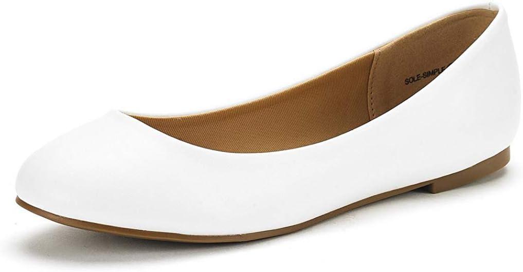 imageDREAM PAIRS Womens SoleSimple Wide Width Flats Ballerina Walking Flats Comfortable Slip on ShoesWhitePu