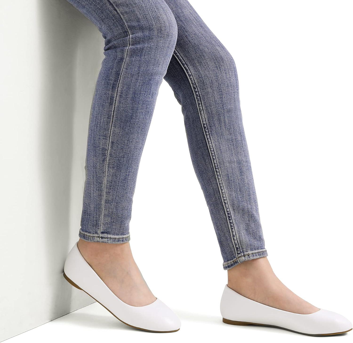 imageDREAM PAIRS Womens SoleSimple Wide Width Flats Ballerina Walking Flats Comfortable Slip on ShoesWhitePu