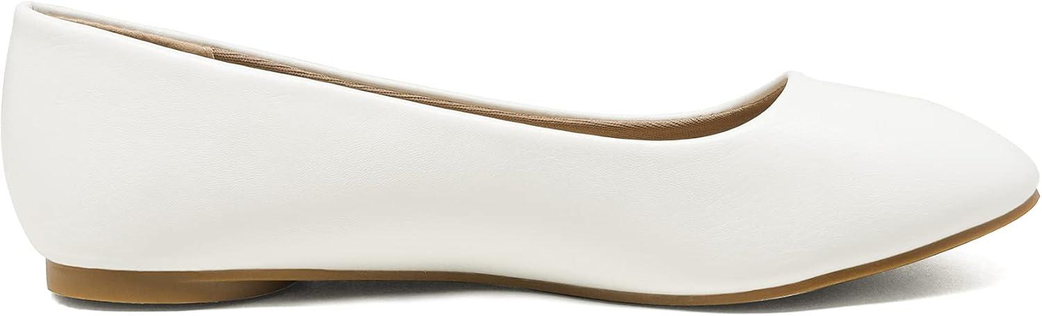 imageDREAM PAIRS Womens SoleSimple Wide Width Flats Ballerina Walking Flats Comfortable Slip on ShoesWhitePu