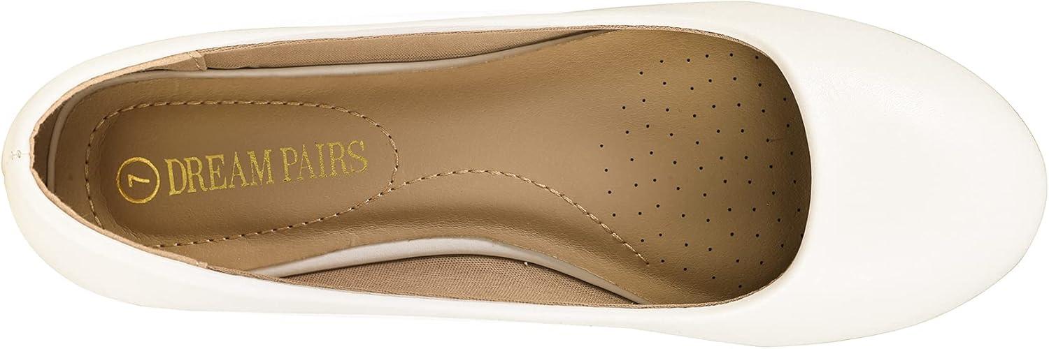 imageDREAM PAIRS Womens SoleSimple Wide Width Flats Ballerina Walking Flats Comfortable Slip on ShoesWhitePu