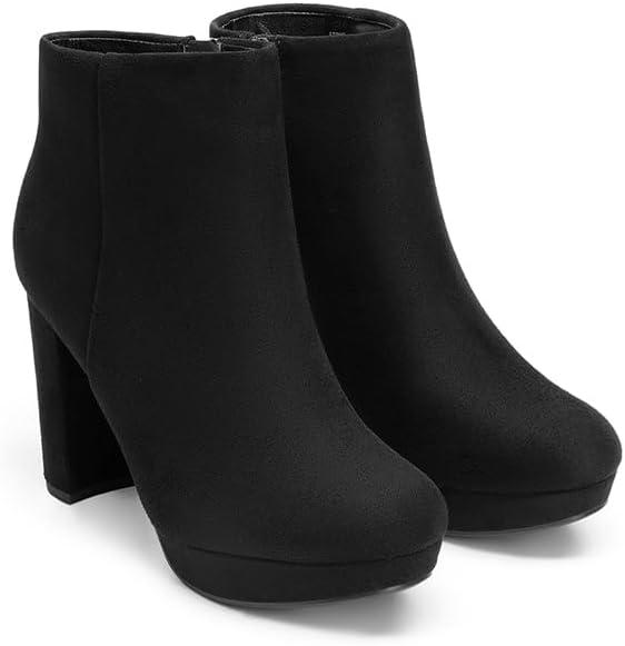 imageDREAM PAIRS Womens Stomp High Heel Ankle BootsBlack