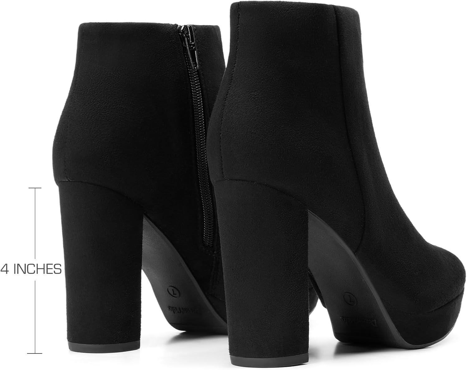 imageDREAM PAIRS Womens Stomp High Heel Ankle BootsBlack