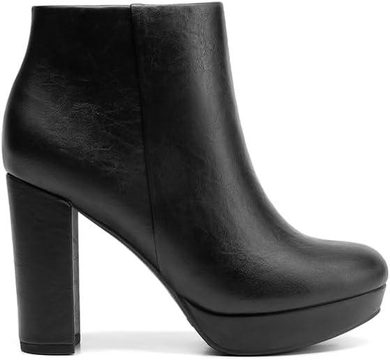 imageDREAM PAIRS Womens Stomp High Heel Ankle BootsBlackPu