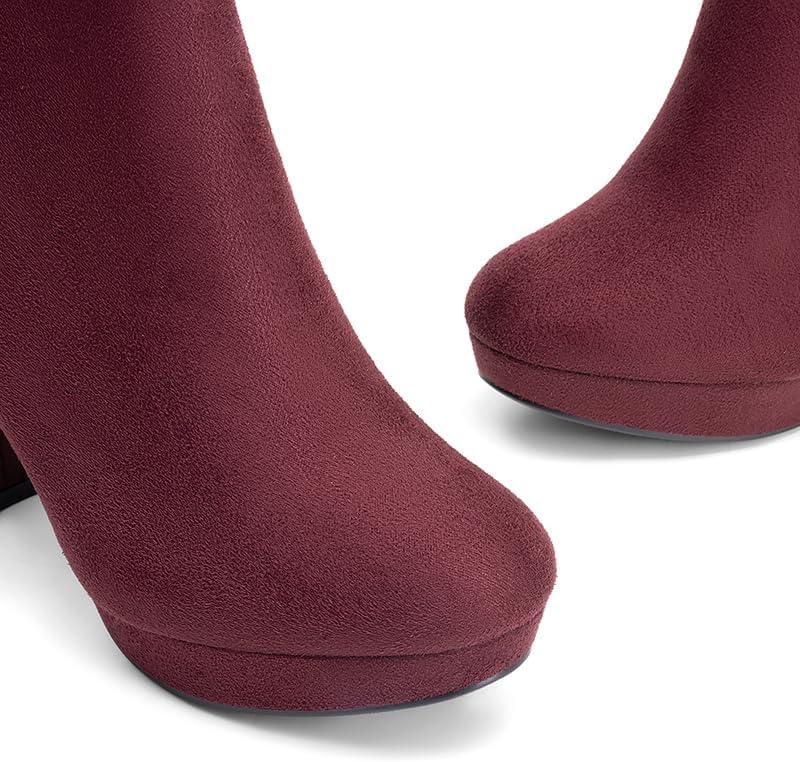 imageDREAM PAIRS Womens Stomp High Heel Ankle BootsBurgundy