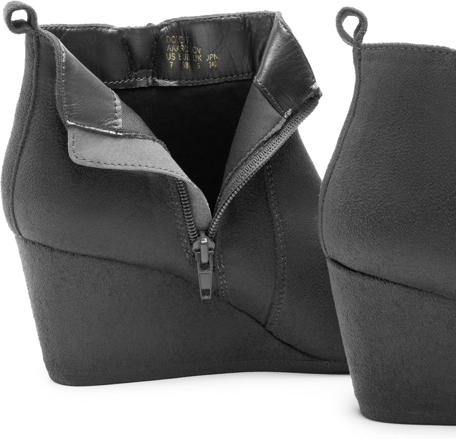 imageDREAM PAIRS Womens Suede Low Wedges Ankle BootsGreySuede