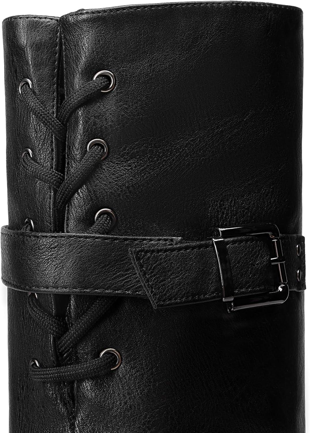 imageDREAM PAIRS Womens Suede Over The Knee Thigh High Winter BootsBlackPu