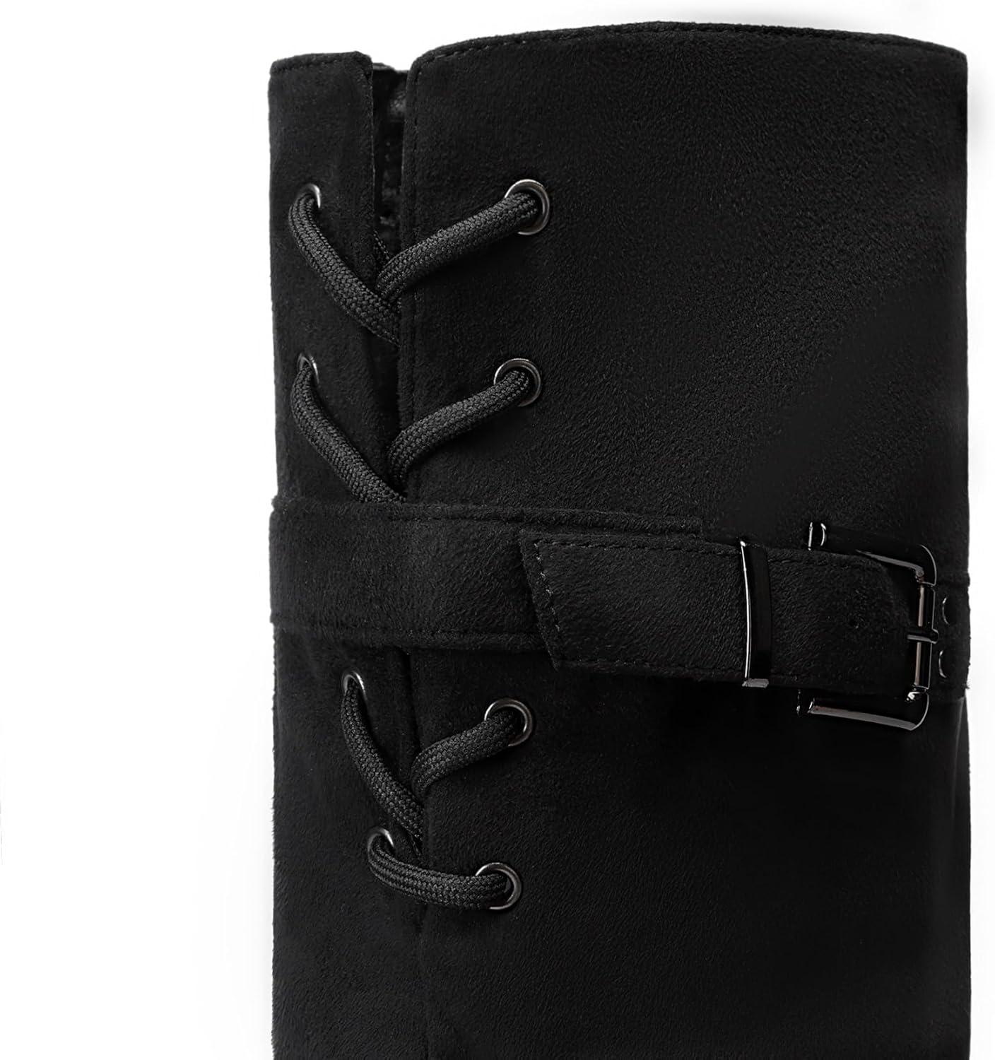 imageDREAM PAIRS Womens Suede Over The Knee Thigh High Winter BootsBlackp