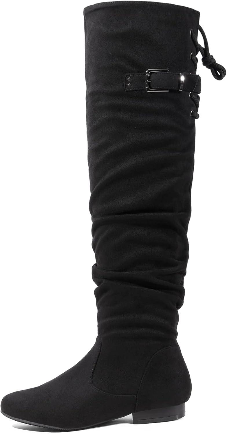 imageDREAM PAIRS Womens Suede Over The Knee Thigh High Winter BootsBlackp