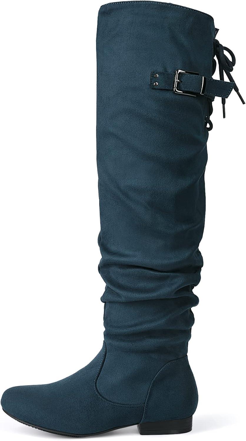 imageDREAM PAIRS Womens Suede Over The Knee Thigh High Winter BootsBlue