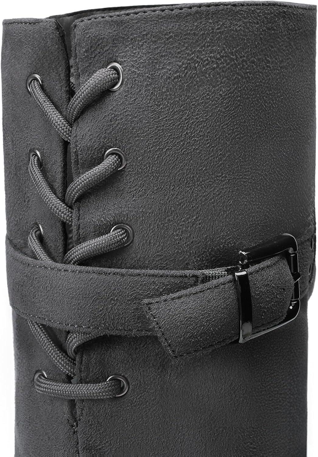 imageDREAM PAIRS Womens Suede Over The Knee Thigh High Winter BootsGrey