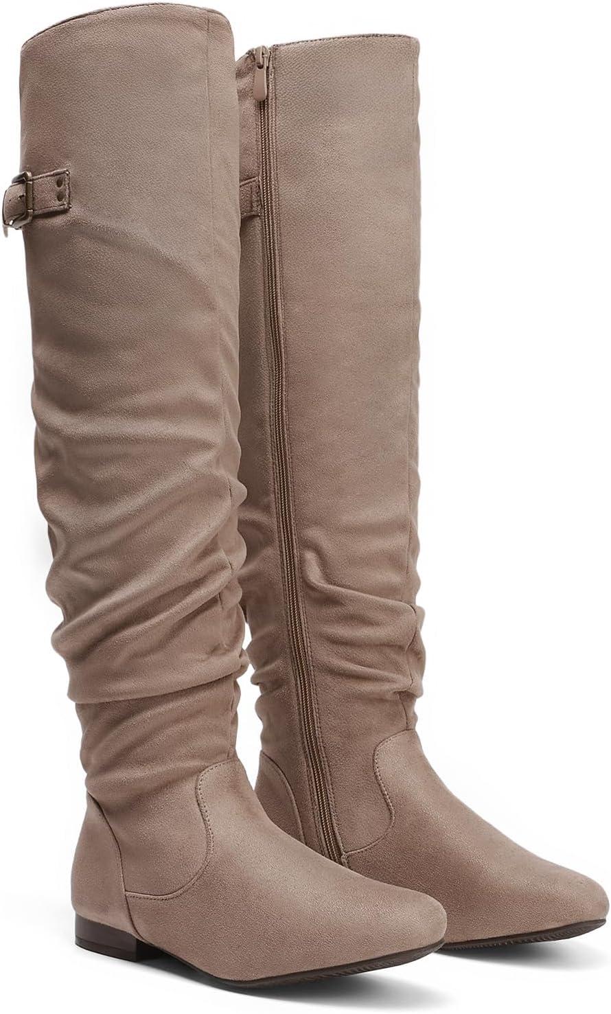 imageDREAM PAIRS Womens Suede Over The Knee Thigh High Winter BootsKhaki