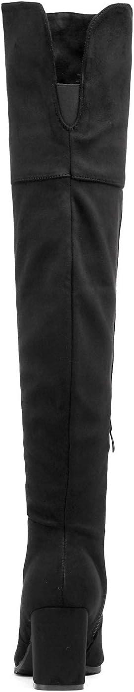imageDREAM PAIRS Womens Thigh High Block Heel Over The Knee BootsBlack