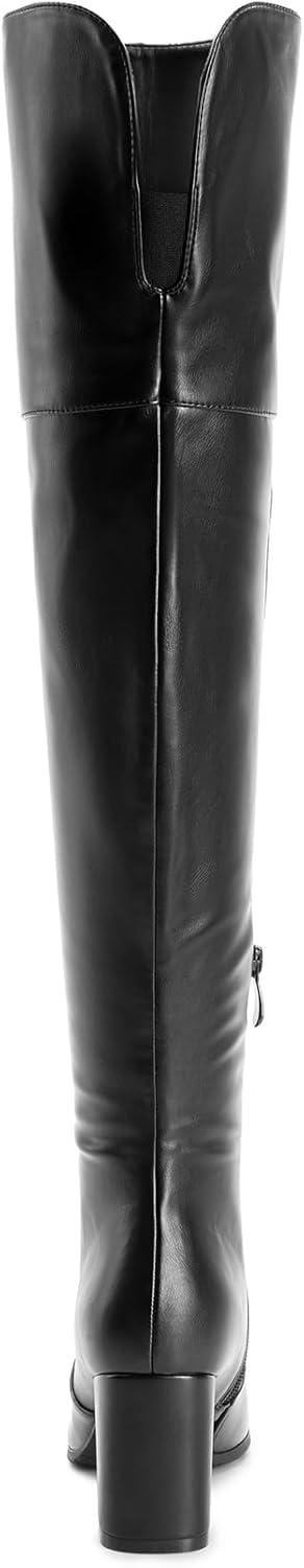 imageDREAM PAIRS Womens Thigh High Block Heel Over The Knee BootsBlackpu