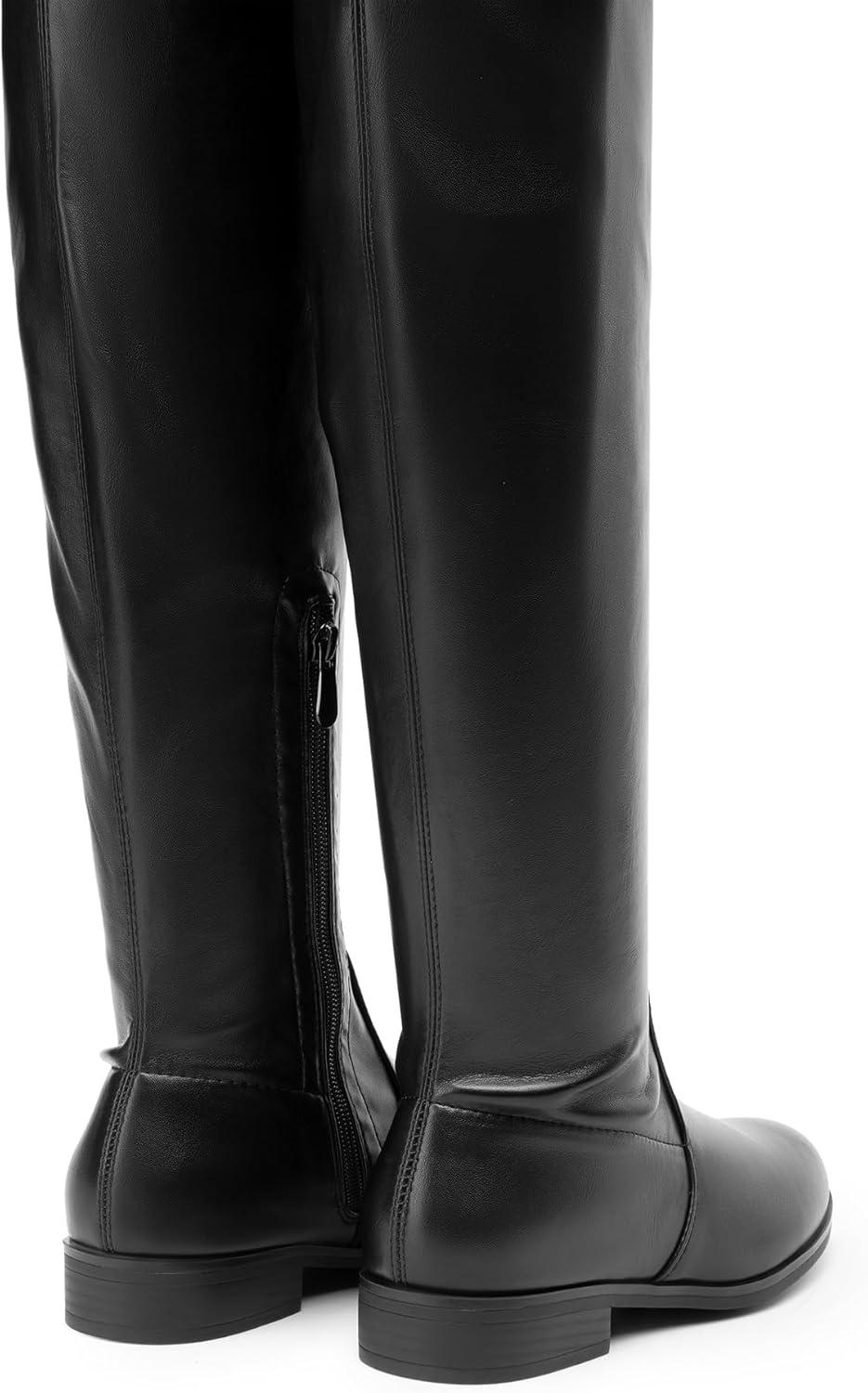 imageDREAM PAIRS Womens Thigh High Boots Low Block Heel Casual Fashion Over the Knee BootsBlackpu
