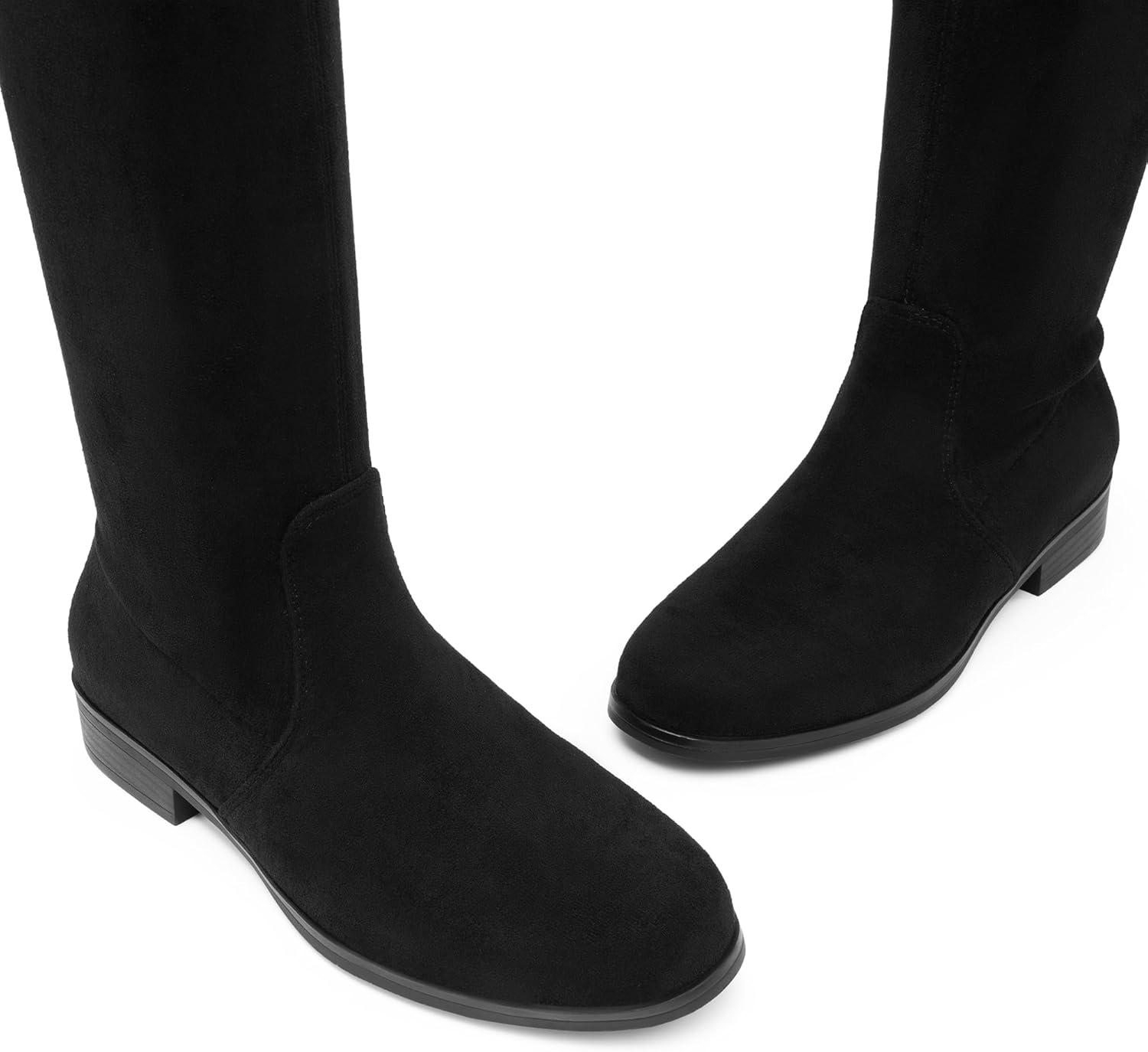 imageDREAM PAIRS Womens Thigh High Boots Low Block Heel Casual Fashion Over the Knee BootsBlacksuede
