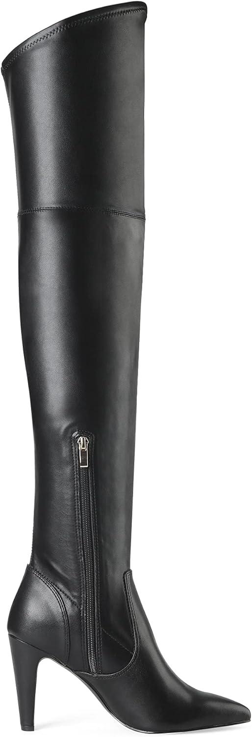 imageDREAM PAIRS Womens Thigh High Boots Over The Knee Heels Long Sexy Pointed Toe BootsBlackPu