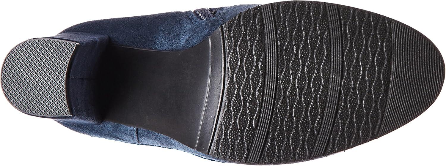 imageDREAM PAIRS Womens Thigh High Over The Knee Fashion Boots Block Mid Heel Long Sexy Faux Fur BootsDark Blue