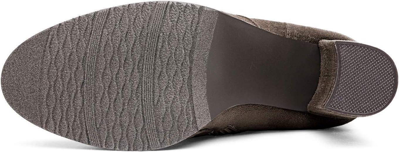 imageDREAM PAIRS Womens Thigh High Over The Knee Fashion Boots Block Mid Heel Long Sexy Faux Fur BootsShookhaki