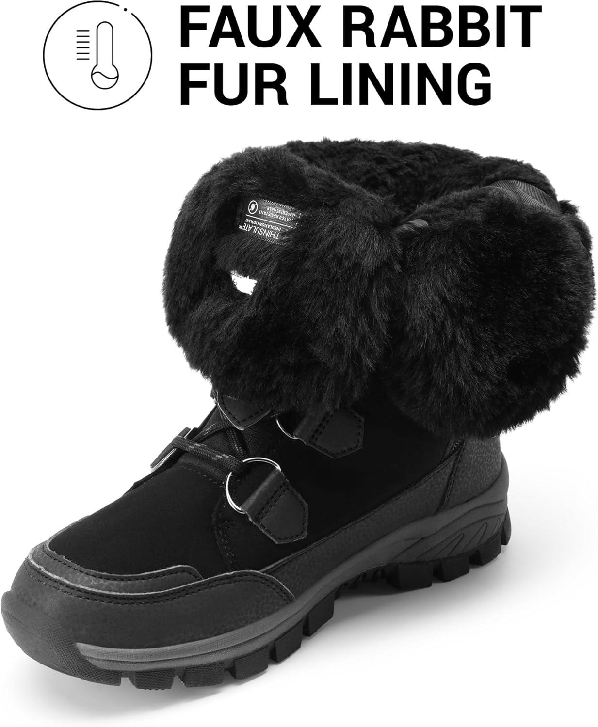 imageDREAM PAIRS Womens Waterproof Winter Snow Boots Warm Comfortable Faux Fur Insulated NonSlip Outdoor LaceUp Florin Mid Calf BootiesBlack