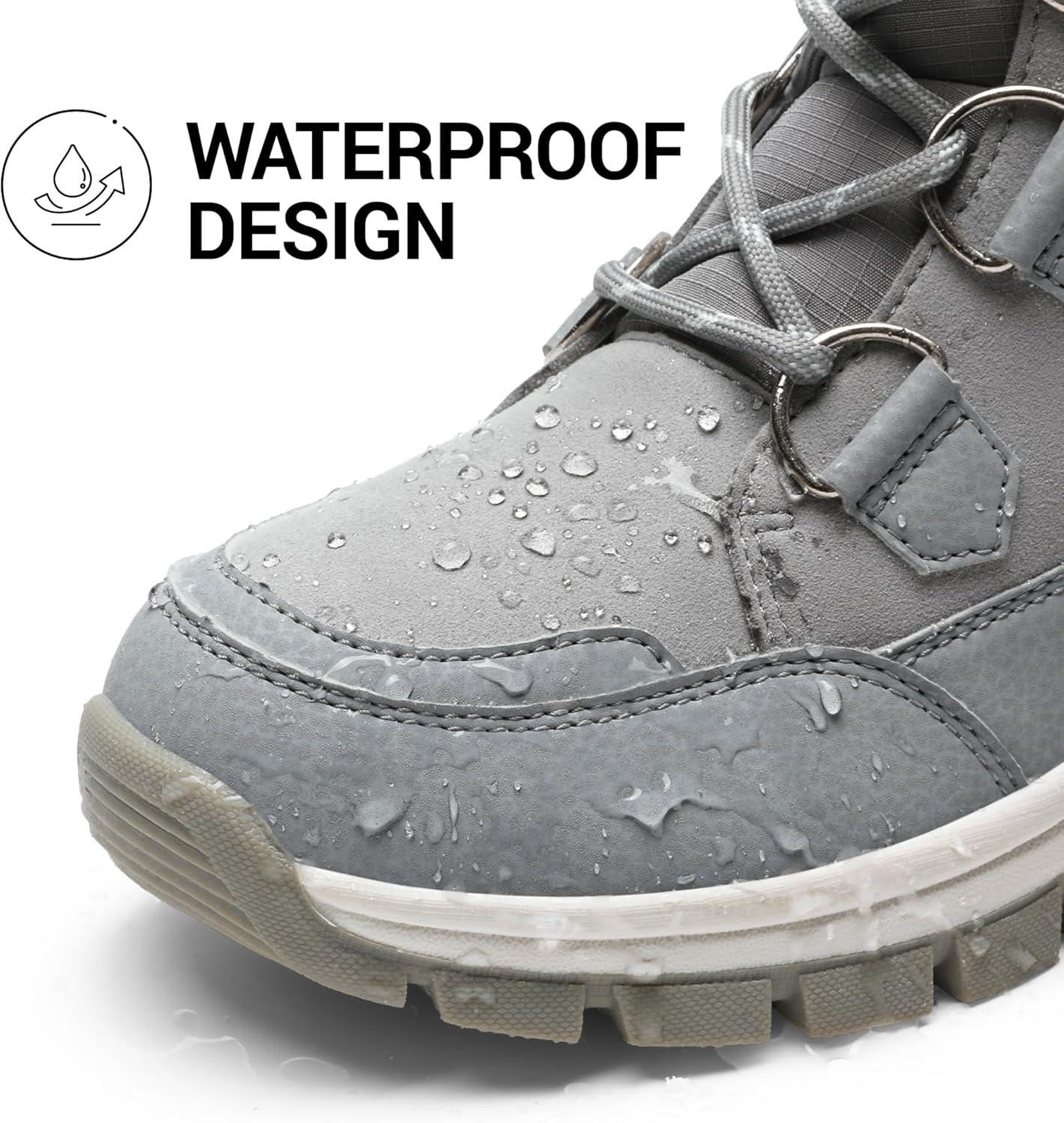 imageDREAM PAIRS Womens Waterproof Winter Snow Boots Warm Comfortable Faux Fur Insulated NonSlip Outdoor LaceUp Florin Mid Calf BootiesLightGrey