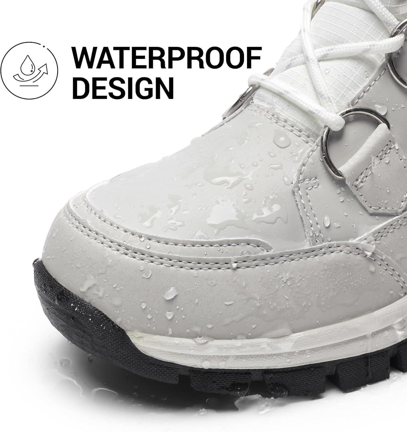 imageDREAM PAIRS Womens Waterproof Winter Snow Boots Warm Comfortable Faux Fur Insulated NonSlip Outdoor LaceUp Florin Mid Calf BootiesWhiteGrey