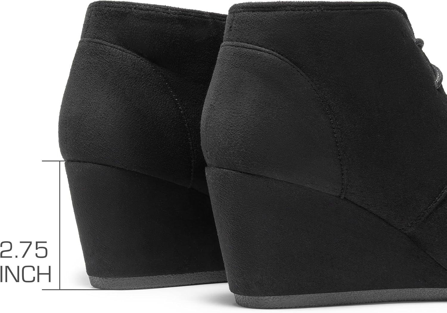 imageDREAM PAIRS Womens Wedge Boots Casual Fashion Lace Up Low Heel Ankle Booties ShoesBlack