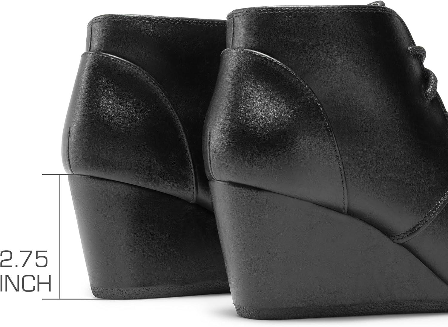 imageDREAM PAIRS Womens Wedge Boots Casual Fashion Lace Up Low Heel Ankle Booties ShoesBlackPu