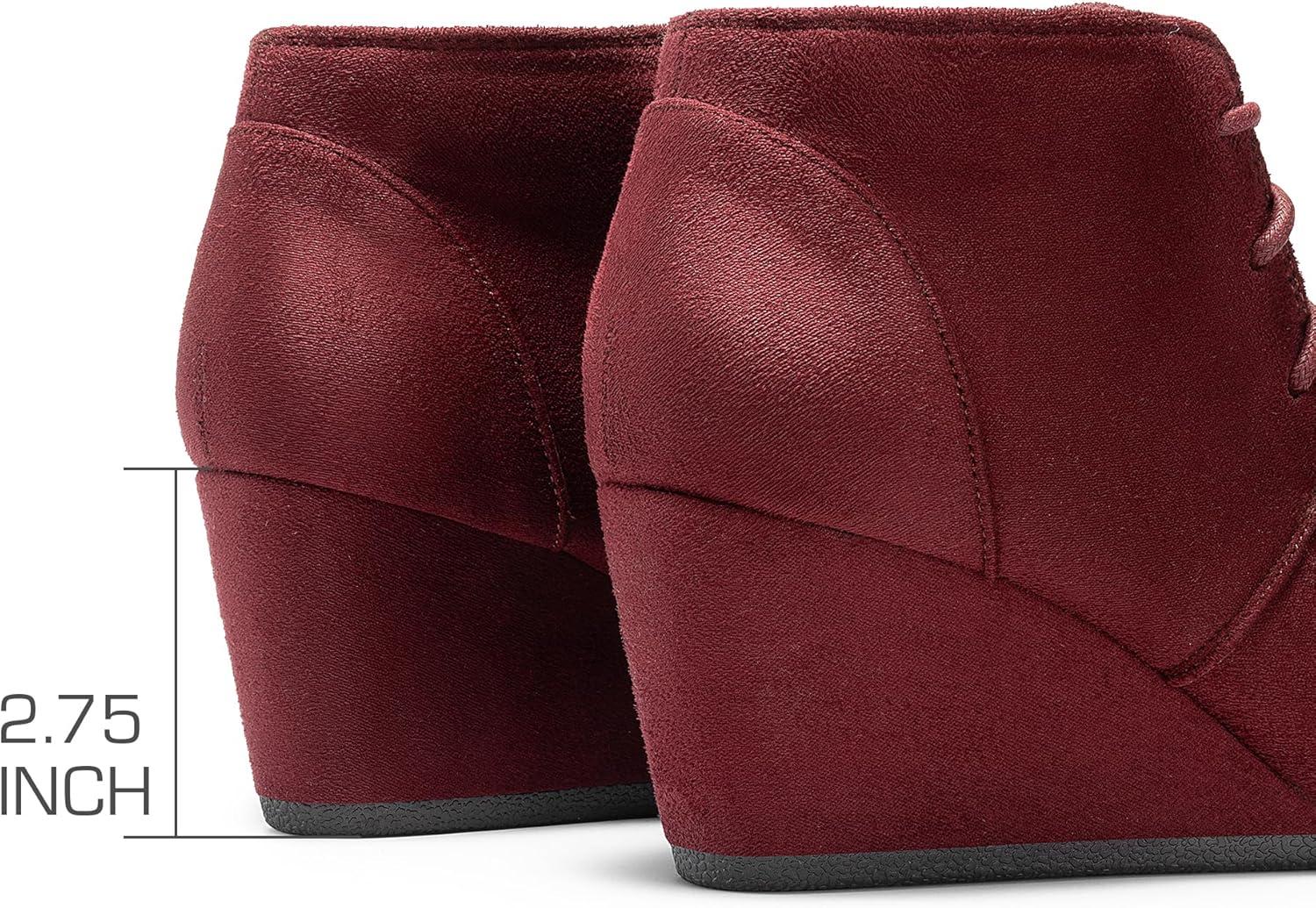 imageDREAM PAIRS Womens Wedge Boots Casual Fashion Lace Up Low Heel Ankle Booties ShoesBurgundy