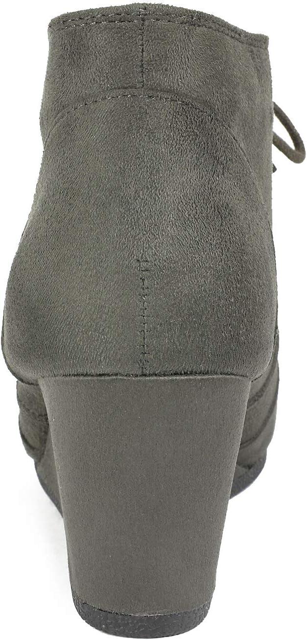 imageDREAM PAIRS Womens Wedge Boots Casual Fashion Lace Up Low Heel Ankle Booties ShoesGrey