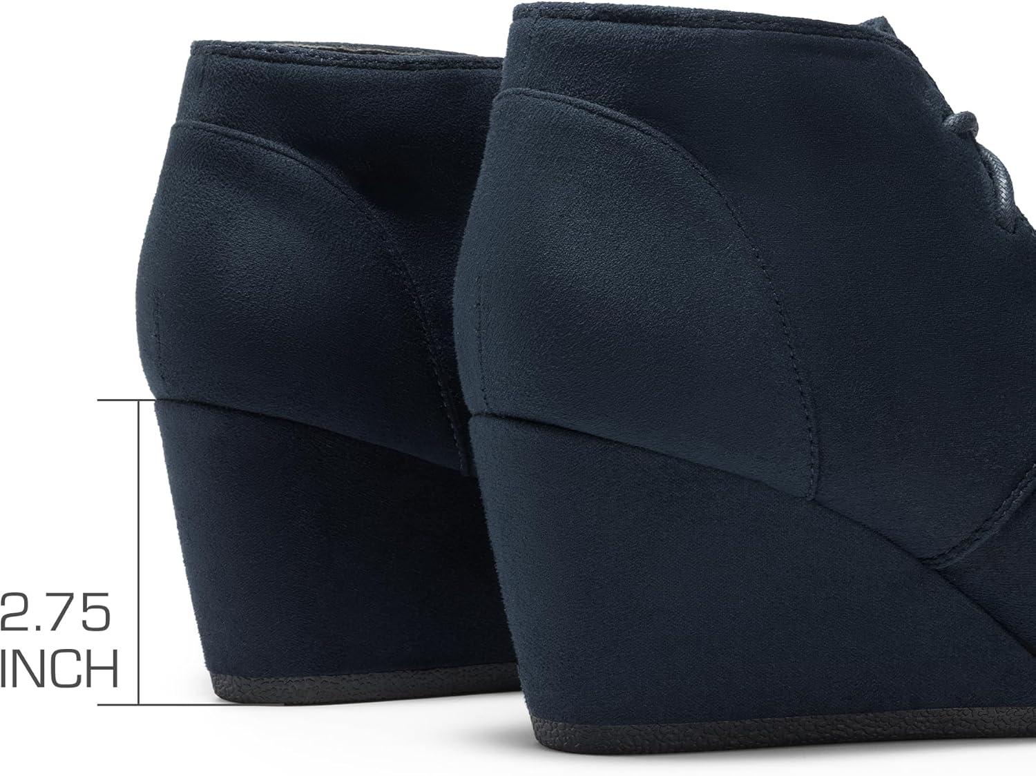 imageDREAM PAIRS Womens Wedge Boots Casual Fashion Lace Up Low Heel Ankle Booties ShoesNavy
