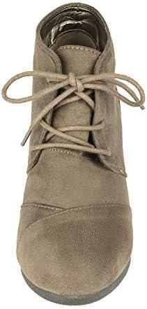imageDREAM PAIRS Womens Wedge Boots Casual Fashion Lace Up Low Heel Ankle Booties ShoesTaupe