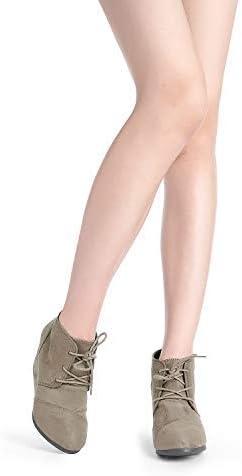 imageDREAM PAIRS Womens Wedge Boots Casual Fashion Lace Up Low Heel Ankle Booties ShoesTaupe