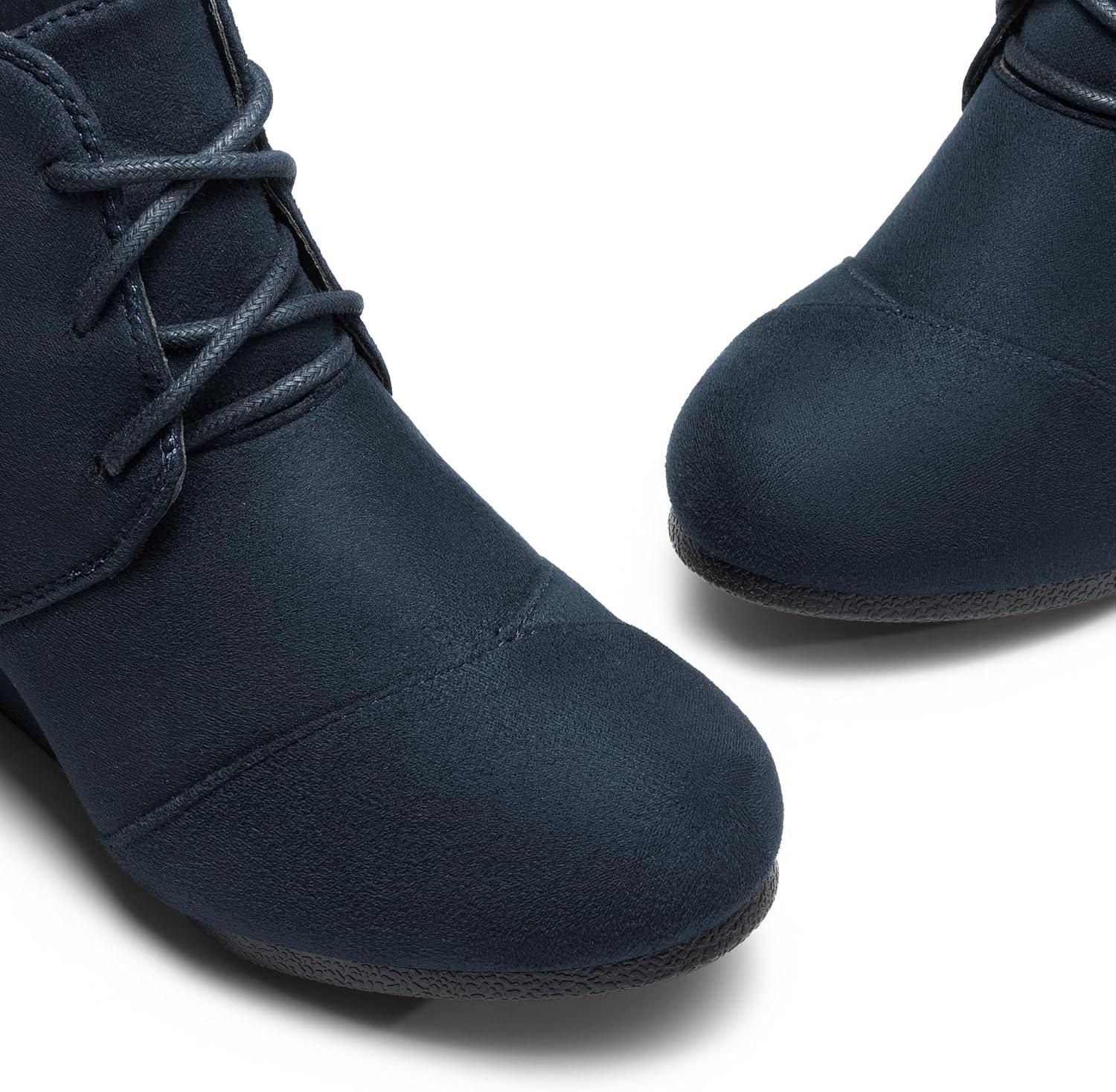 imageDREAM PAIRS Womens Wedge Boots Casual Fashion Lace Up Low Heel Ankle Booties ShoesTomsonnavy