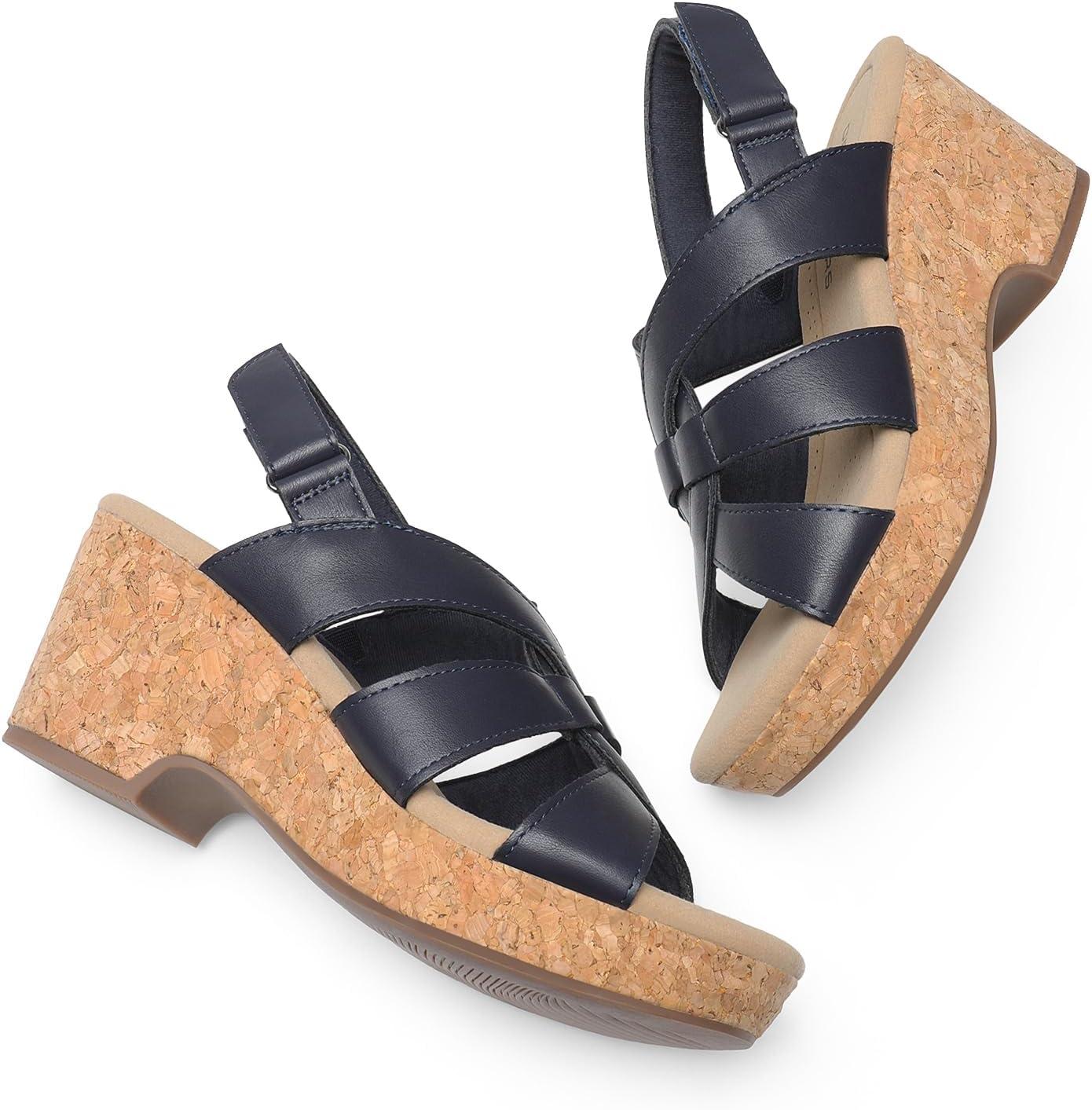 imageDREAM PAIRS Womens Wedge Sandals Comfortable Open Toe Platform Casual Dressy Cork Summer Dress ShoesNavy