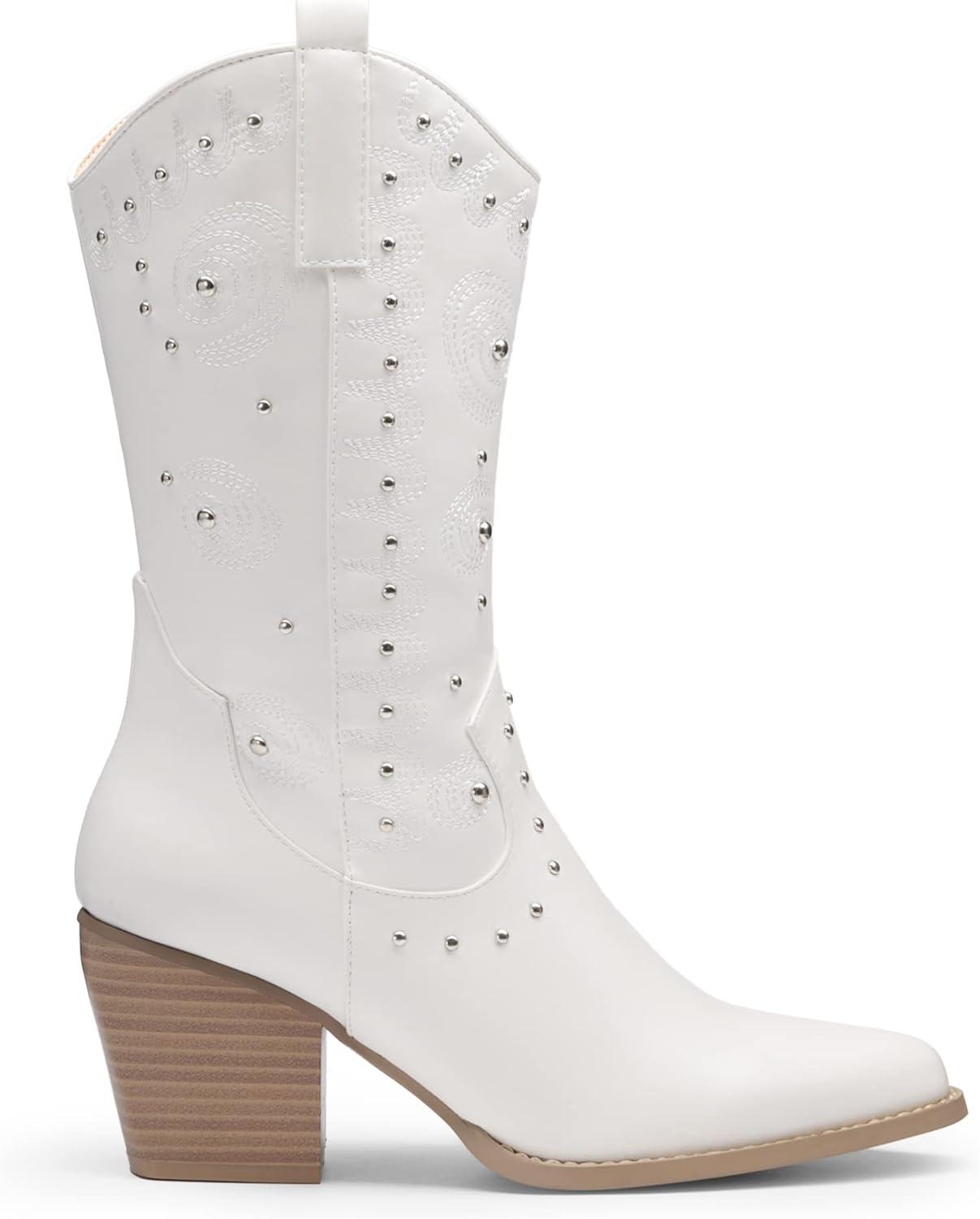 imageDREAM PAIRS Womens Western Cowboy boots Mid Calf Cowgirl boot Pullon