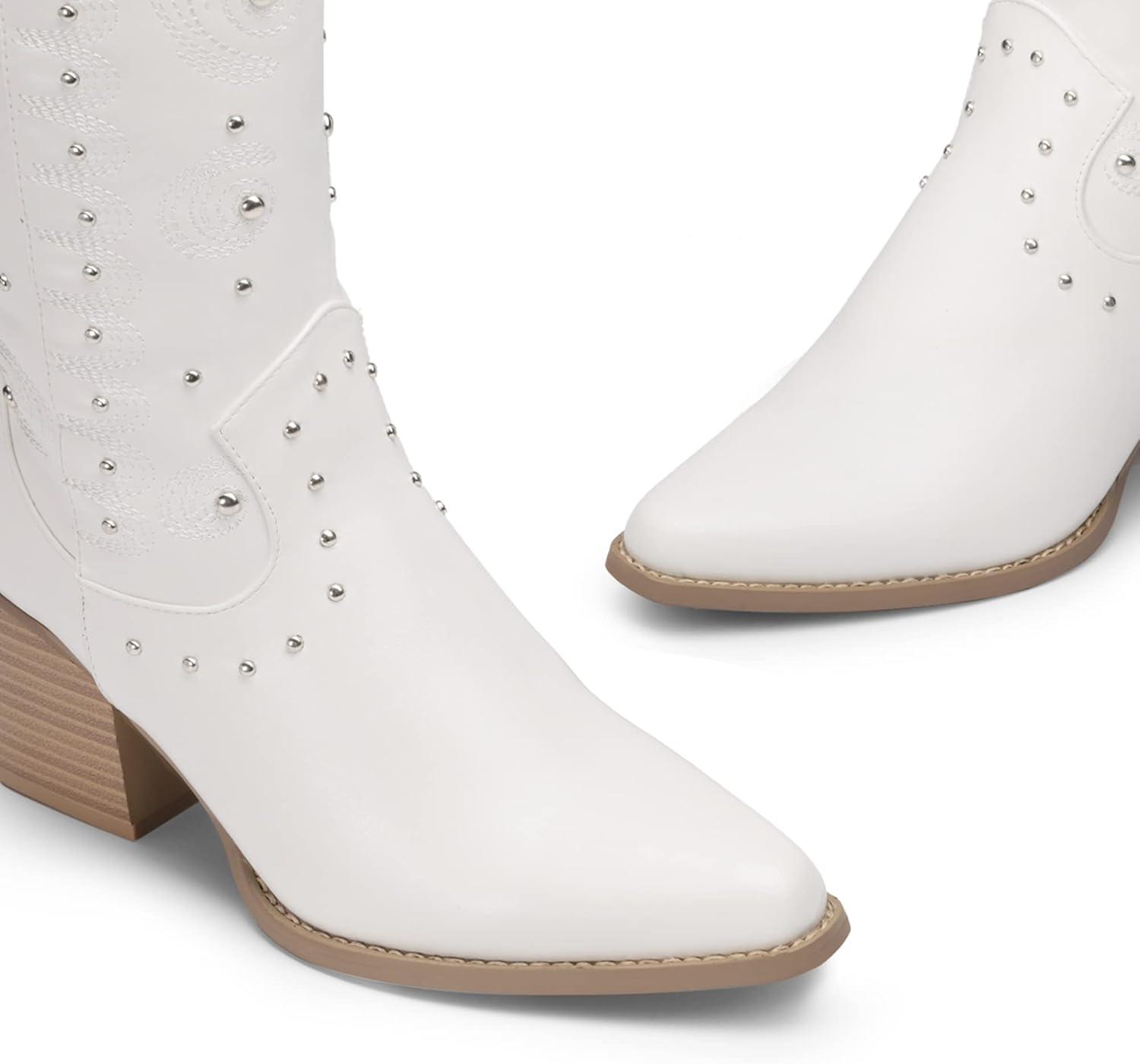 imageDREAM PAIRS Womens Western Cowboy boots Mid Calf Cowgirl boot Pullon