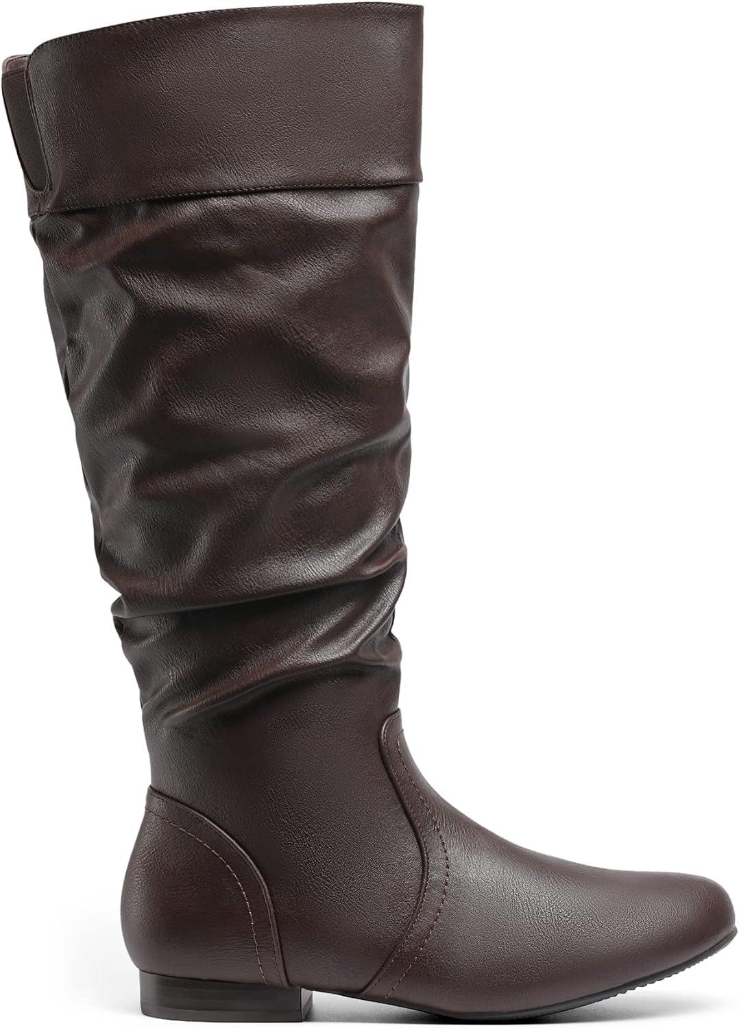 imageDREAM PAIRS Womens Wide Calf Knee High Pull On Fall Weather Winter BootsWideCalfBrown