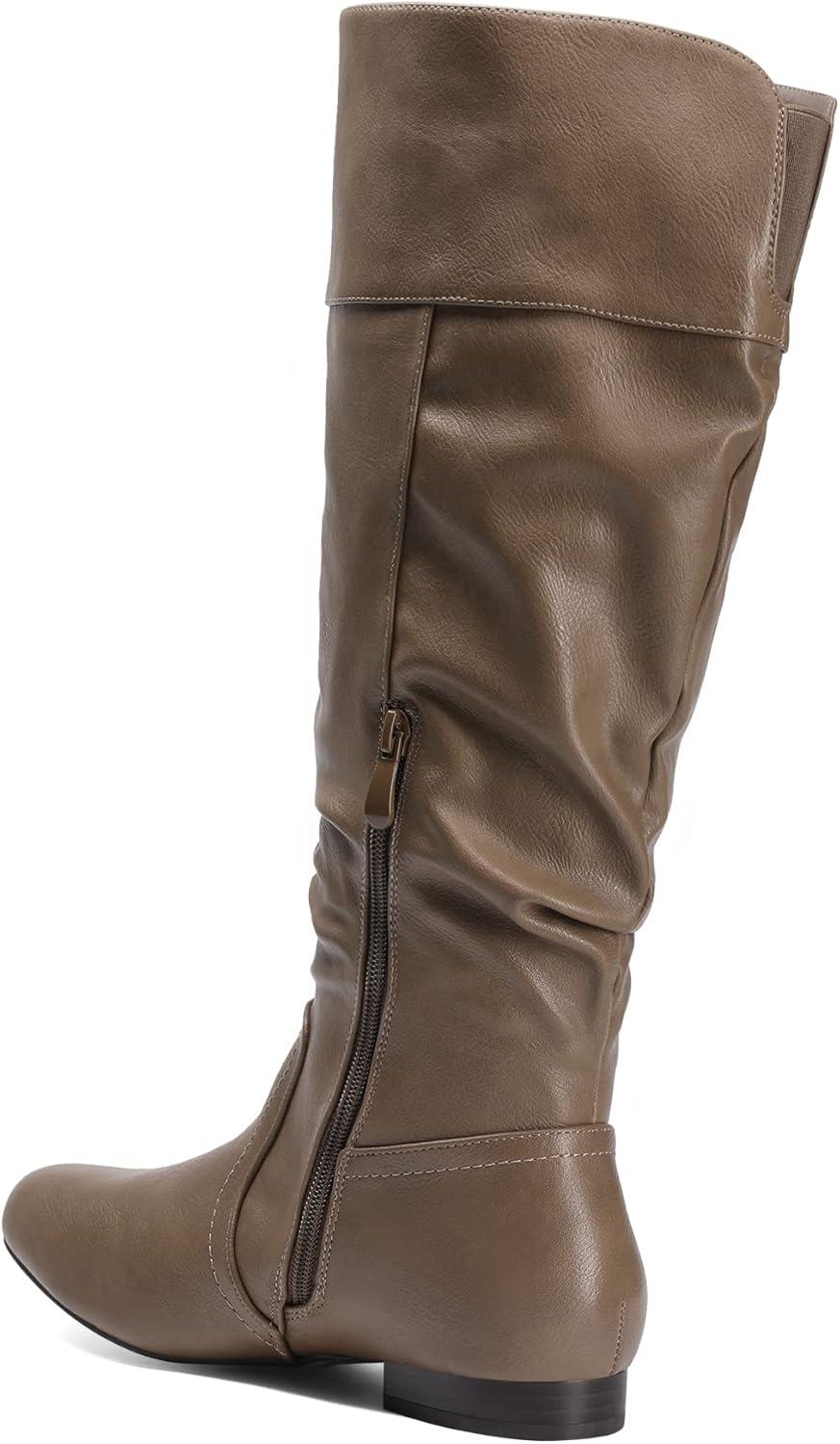imageDREAM PAIRS Womens Wide Calf Knee High Pull On Fall Weather Winter BootsWideCalfKhaki