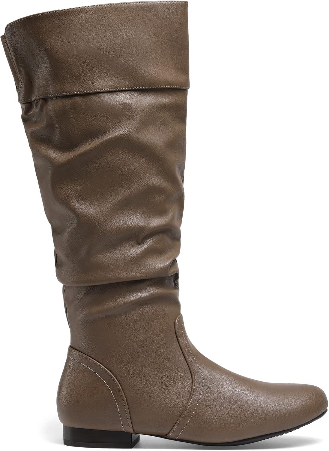 imageDREAM PAIRS Womens Wide Calf Knee High Pull On Fall Weather Winter BootsWideCalfKhaki