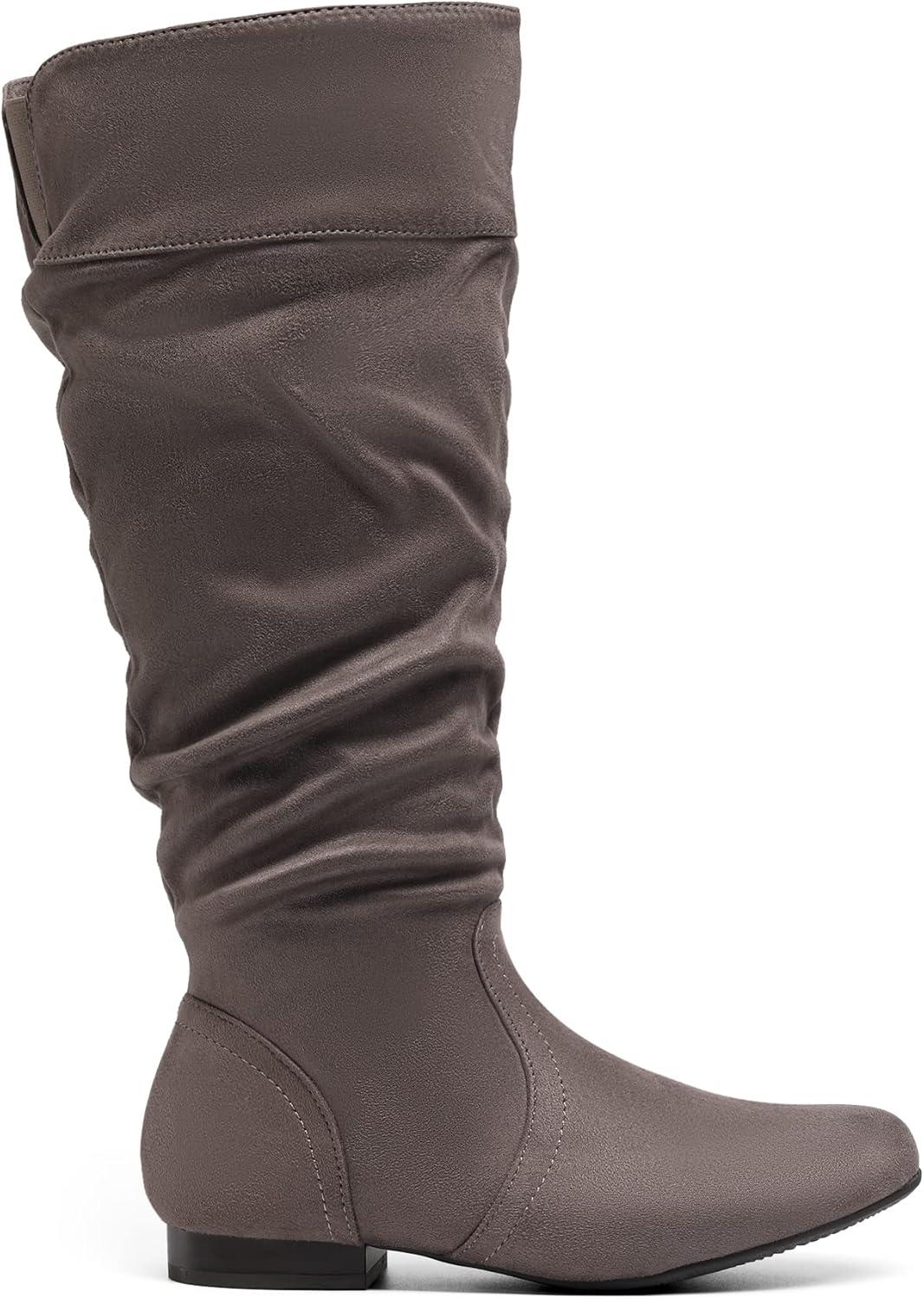 imageDREAM PAIRS Womens Wide Calf Knee High Pull On Fall Weather Winter BootsWideCalfTaupe